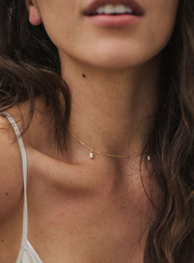 MINI BLOOM 定制 双米粒珍珠锁骨链美国进口14K包金