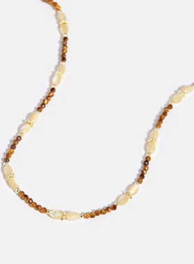 MINI BLOOM 美拉德色系 海贝母虎眼石串珠项链