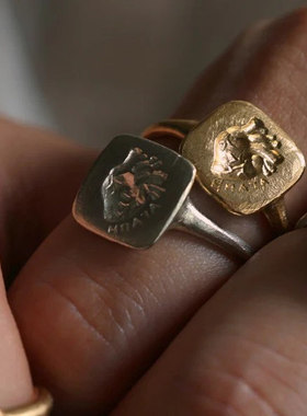 小众心脏形纯银戒指尾戒开口