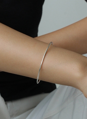 MINIBLOOM极简冷简淡风光面基款百搭银饰手镯