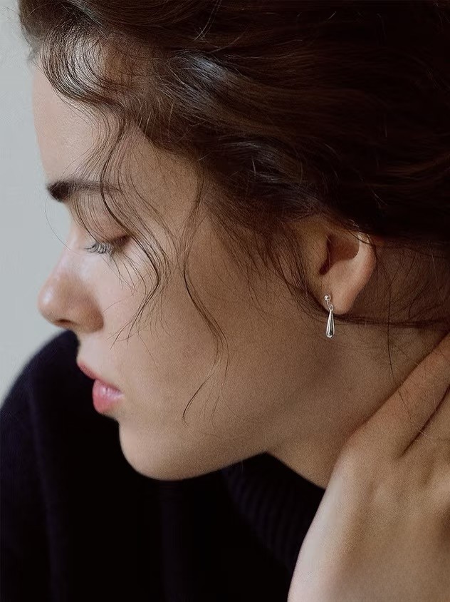 MINI BLOOM 925银水滴耳钉个性小众时尚气质简约