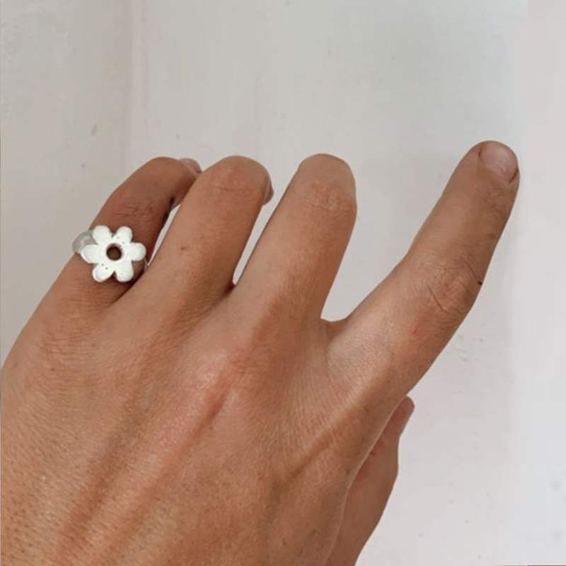 MINI BLOOM 纯银手作款 小花尾戒开口戒指