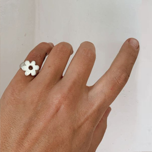MINI BLOOM 纯银手作款 小花尾戒开口戒指