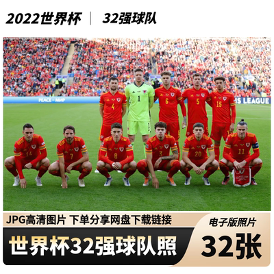 高清JPG卡塔尔2022世界杯图片32强国家足球星队员全家福海报素材