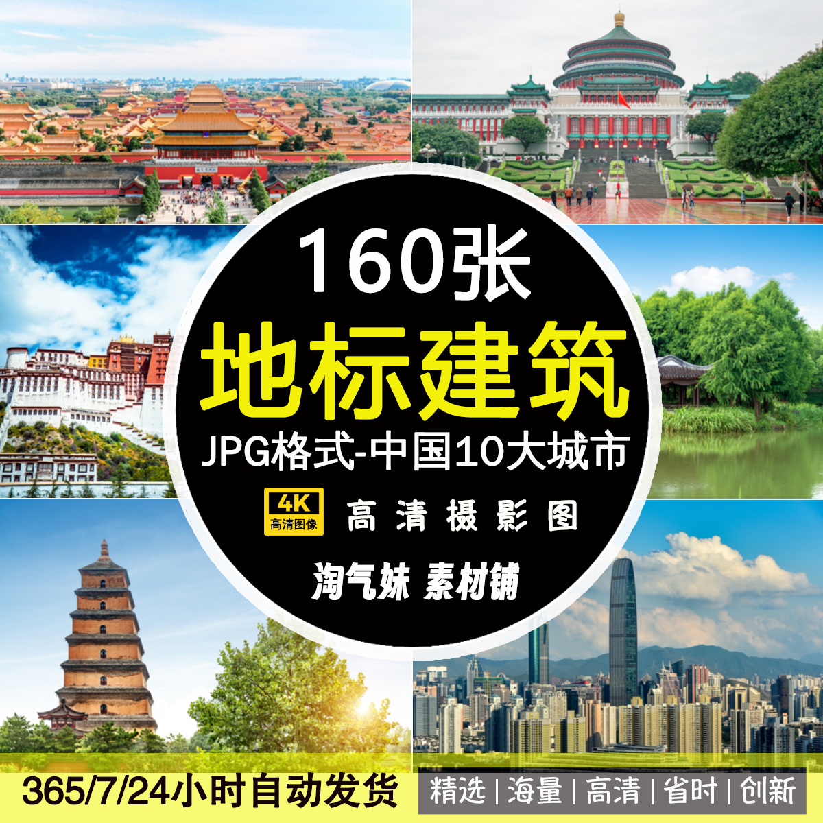 高清中国十大城市地标图片北京上海深圳西安拉萨重庆建筑摄影素材