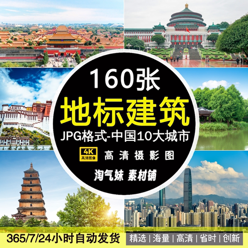 高清中国十大城市地标图片北京上海深圳西安拉萨重庆建筑摄影素材
