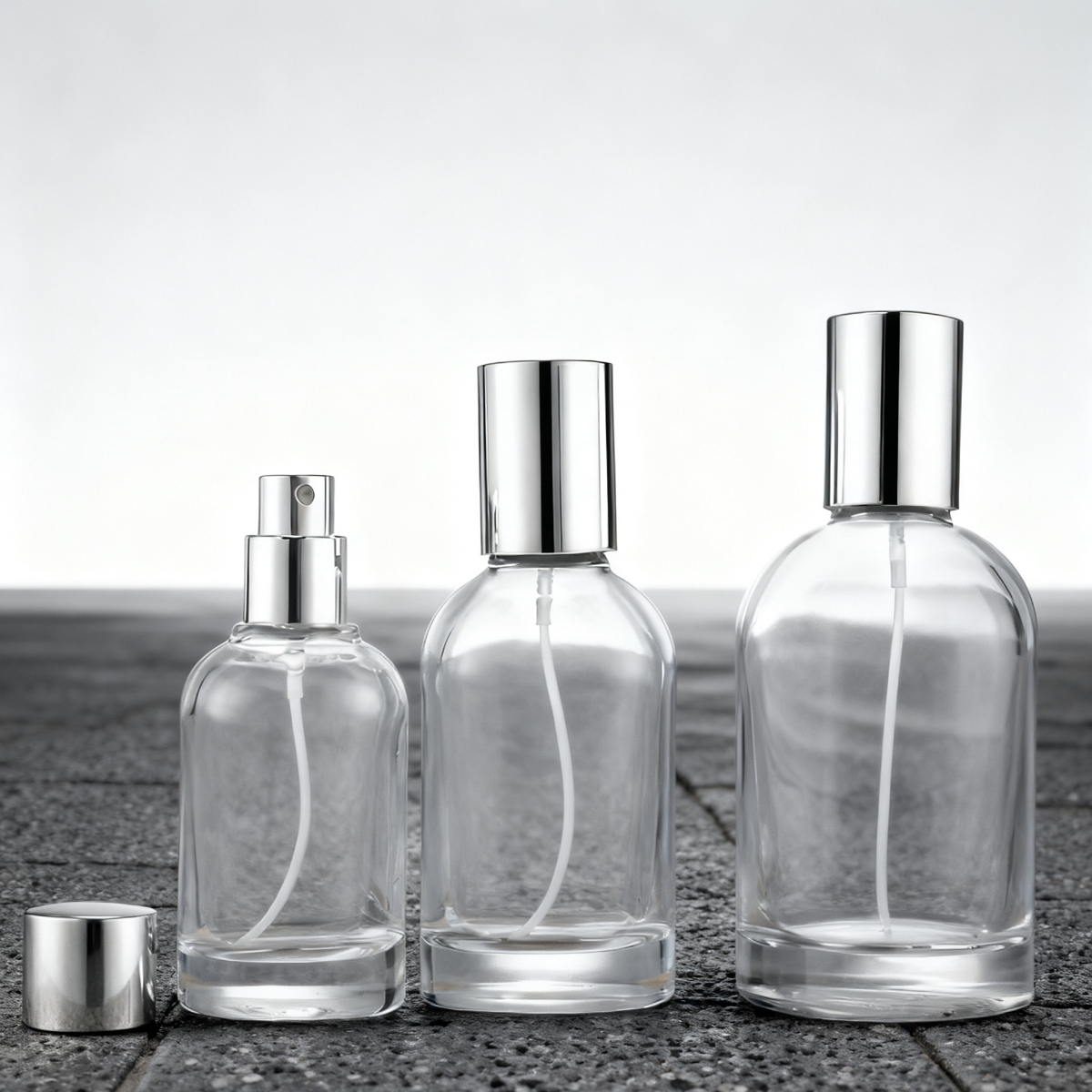 玻璃香水瓶圆柱形透明加厚喷雾香水瓶按压化妆品香水小样分装空瓶