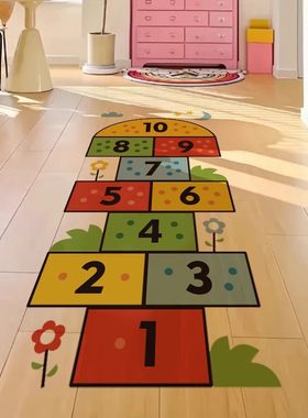幼儿园跳房子地贴儿童房间游戏跳格子数字墙贴卡通装饰可移除贴纸