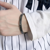 欧美个性 手镯男潮情侣配饰 up图腾冷淡风钛钢韩版 嘻哈never give