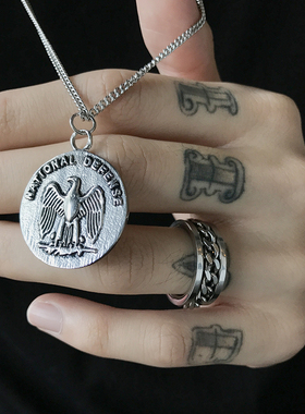 KORKEN老鹰圆牌小众配饰男潮项链