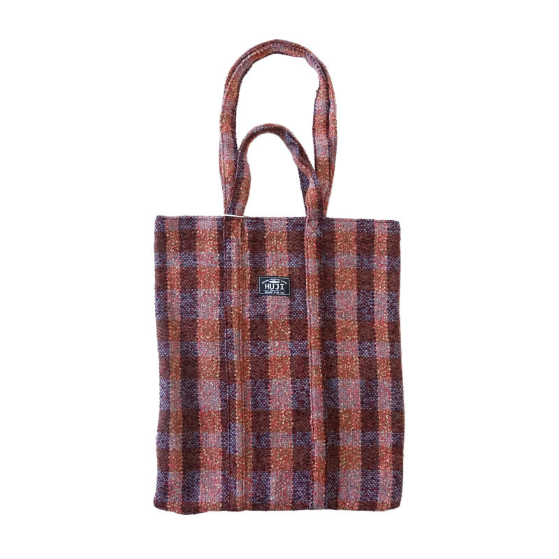 HUJI祤集Lette单肩手提包插画冬日格纹