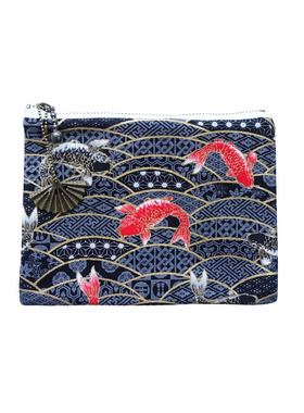 HUJI祤集Komon收纳包风の花经典烫金鲤鱼