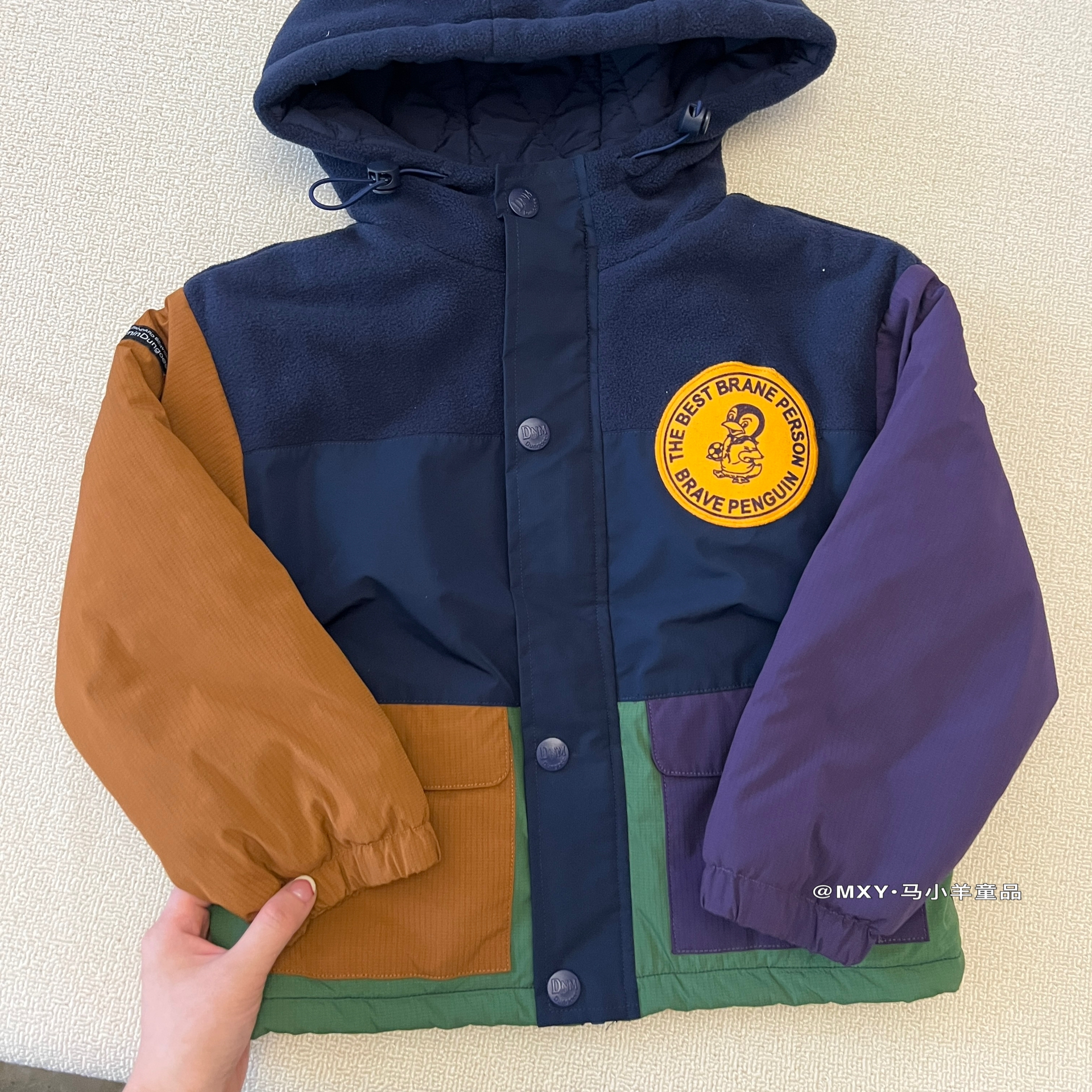 男童连帽冲锋衣加绒加厚风衣棉袄