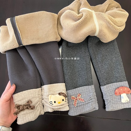 女童秋冬加绒加厚打底裤保暖长裤