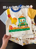 儿童短袖 T恤夏季 男童挖掘机可爱宝宝上衣薄款 日系幼儿园童装 半袖