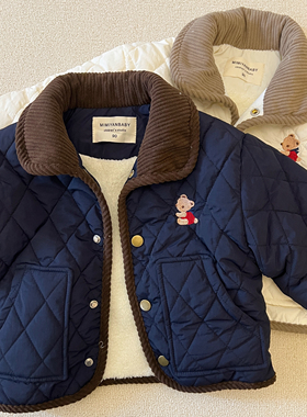 加厚儿童棉服男秋冬季25冬小童装纯色棉衣洋气宝宝夹棉外套女保暖