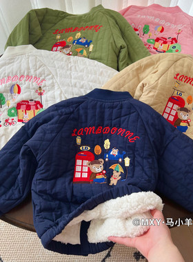 保暖又可爱～日系卡通儿童棉服25秋冬款加绒飞行服夹克男女童外套