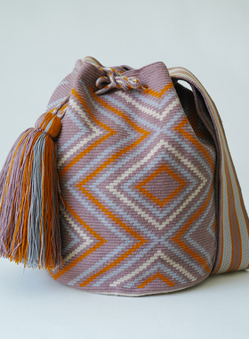 哥仑比亚WAYUU部落手工编织包瓦尤包单股大号豆沙大象灰