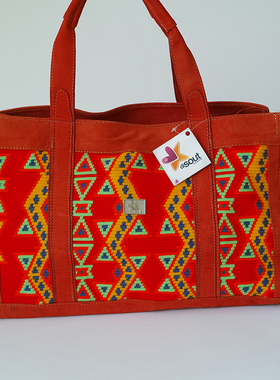 哥仑比亚WAYUU部落手工编织包瓦尤包单股皮编织结合方形手提