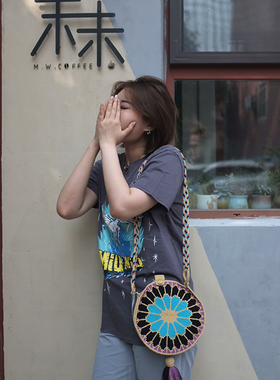 哥仑比亚WAYUU部落手工编织瓦尤包水桶包单股中号圆包合集