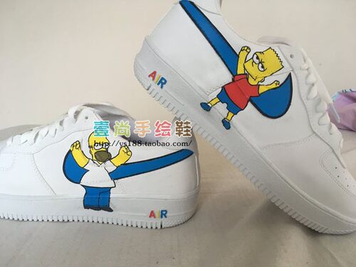 diy手工绘画篮球鞋定制空军一号af1辛普森一家aj彩绘涂鸦板鞋改色