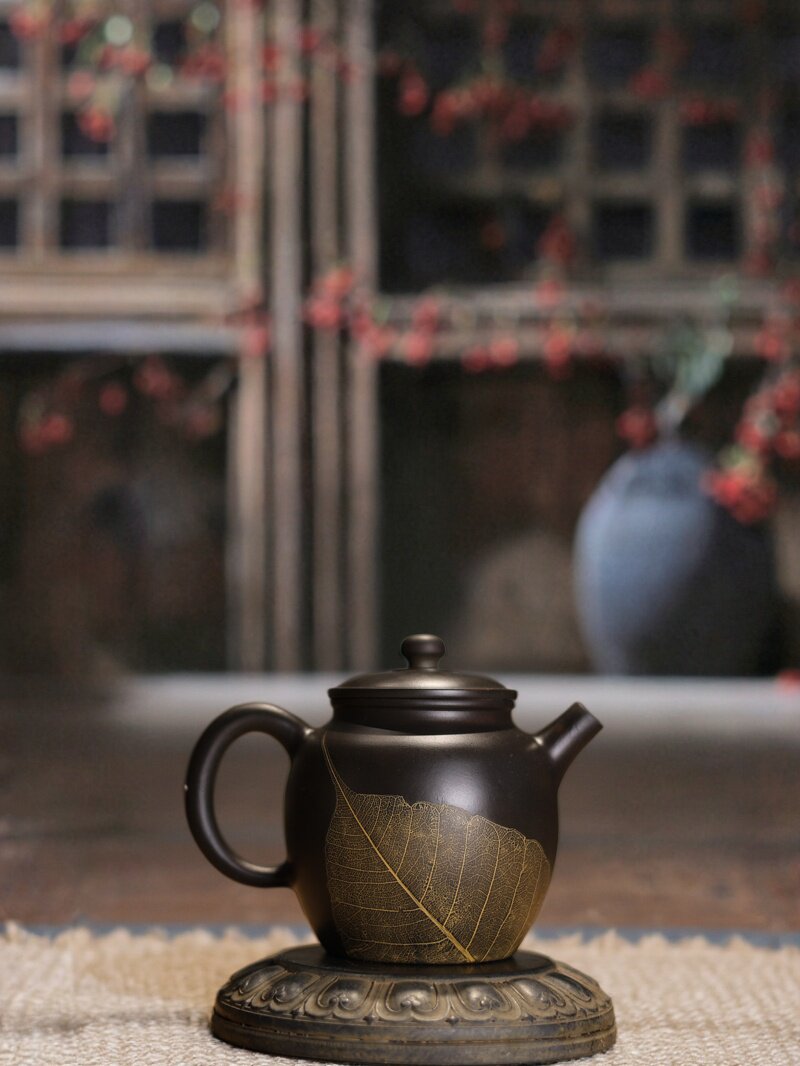 五土堂云南建水紫陶茶壶菩提叶西施石瓢汉瓦德钟壶禅意全手工茶具