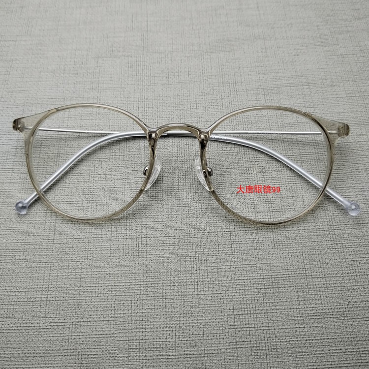 近视控制圆多边形蜂蜜茶透明月配防蓝散光超轻薄远视1.74变色眼镜