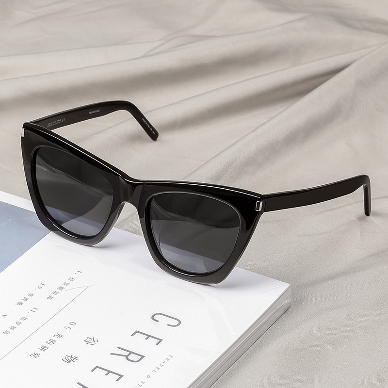 明星同款美式复古板材猫眼墨镜女太阳眼镜慵懒风偏光防紫外线个性