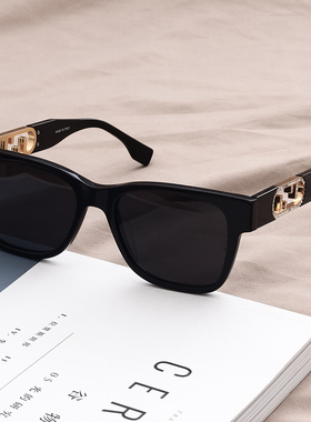 高级感提气质水钻镂空logo太阳眼镜女可配度数墨镜方框黑色显脸小