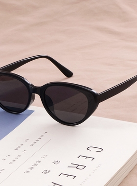 方圆脸天菜 可配高度近视墨镜女偏光开车驾驶猫眼黑色太阳镜时髦