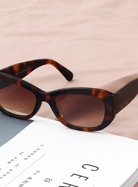 odara 辛芷蕾同款墨镜女玳瑁色窄框宽腿遮阳太阳眼镜豹纹色