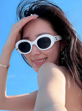 高版 象牙白墨镜女偏光高级感云朵白太阳镜防紫外线UV400白色海边