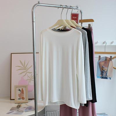柔软莫代尔长袖T恤宽松居家睡衣