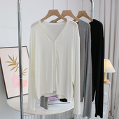 防晒衣空调衫 柔软百搭 薄款 外套女宽松V领长袖 外搭上衣 莫代尔开衫