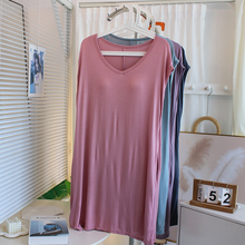 柔软舒适带胸垫莫代尔无袖连衣裙女夏宽松家居服睡裙中长款T恤裙