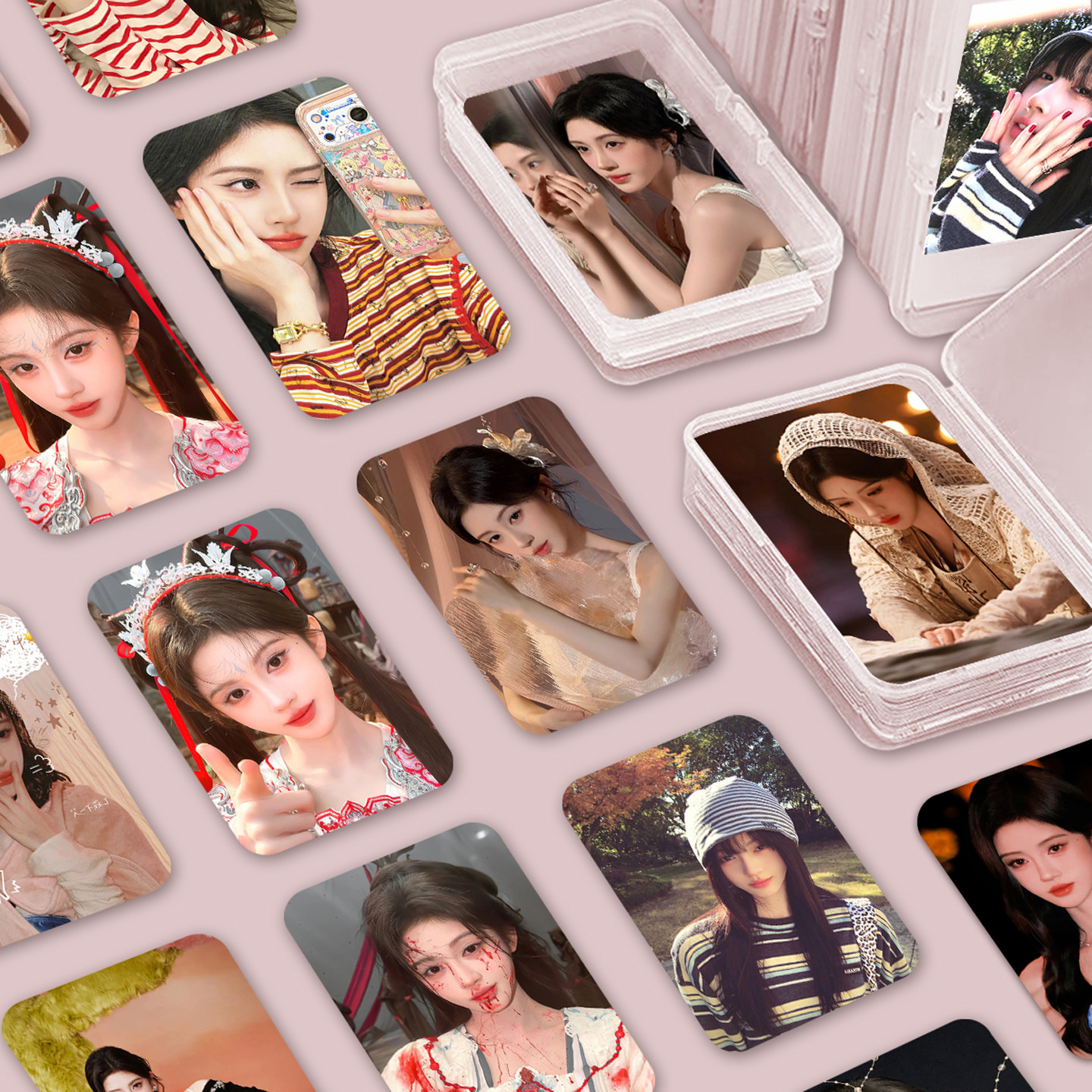 新款鞠婧祎亮面小卡55张蜜橘应援铜版纸印刷日韩风格人物小卡片