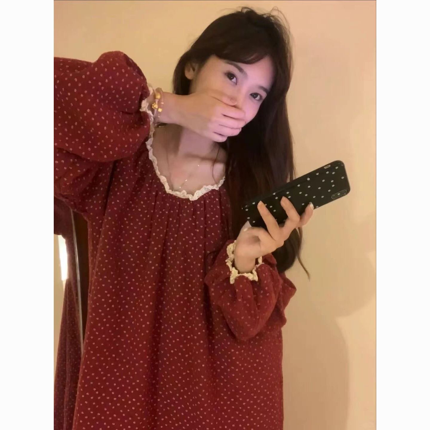 胖mm200斤大码睡裙女甜美复古风蕾丝花边中长裙宽松慵懒风家居服