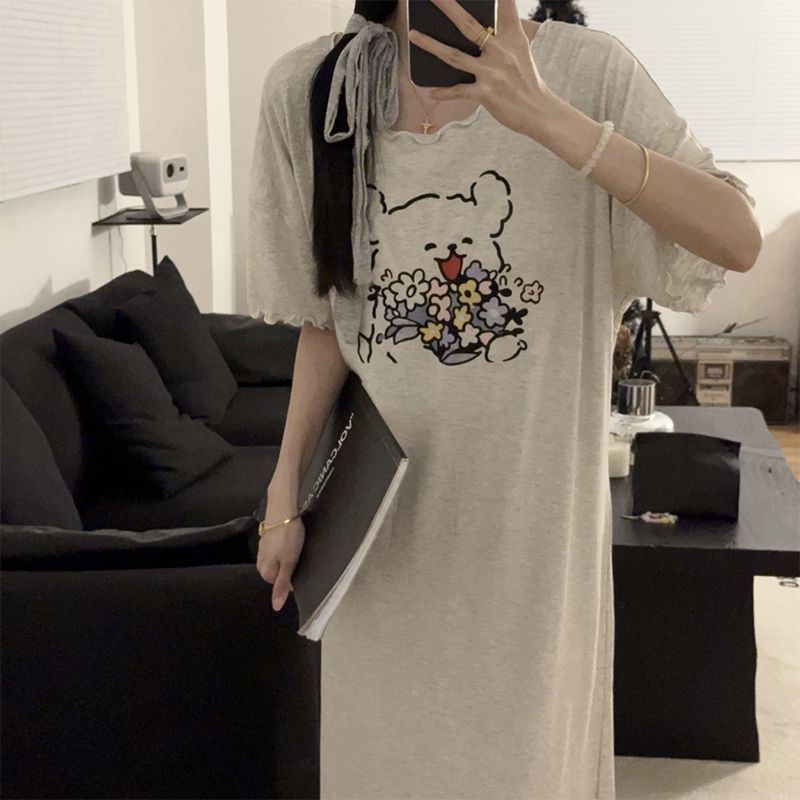 2025夏季新款可爱卡通印花睡裙女