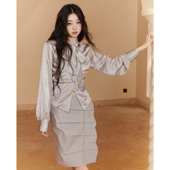 今日艺术家原创紫色白色缎面衬衫 0824