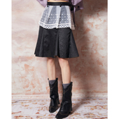 1220 今日艺术家原创浅咖黑色两面可穿工装 蕾丝半身裙