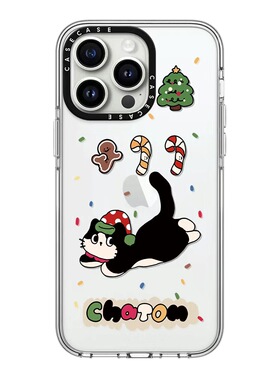 CASE联名奔跑圣诞小猫适用17promax手机壳iPhone16pro苹果15plusMagSafe磁吸14p透明C家13潮流12INS风11简约