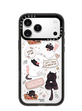 CASE联名裹被子小黑猫适用17promax手机壳iPhone16pro苹果15plusMagSafe磁吸14p透明C家13潮流12高级11亚克力