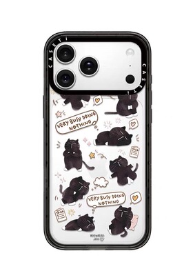 CASE联名七只小黑猫适用17promax手机壳iPhone16pro苹果15plusMagSafe磁吸14p透明C家13潮流12高级11亚克力