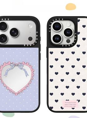 CASE联名波点花纹爱心适用17promax手机壳iPhone16pro苹果15plusMagSafe磁吸14p镜面C家13潮流12韩系11亚克力