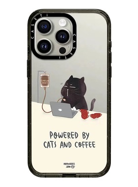 CASE联名办公小黑猫适用17promax手机壳iPhone16pro苹果15plusMagSafe磁吸14p透明C家13潮流12高级11亚克力