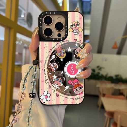 CASE联名粉唱片哭娃适用17promax手机壳iPhone16pro苹果15plus镜面MagSafe磁吸14p可爱C家13可爱12甜酷11潮流