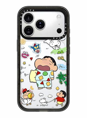 CASE联名睡衣小新贴纸适用17promax手机壳iPhone16pro苹果15plusMagSafe磁吸14p透明C家13潮流12高级亚克力11