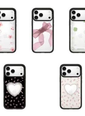 CASE联名粉色蝴蝶结爱心适用17promax手机壳iPhone16pro苹果15plusMagSafe磁吸14p镜面C家13潮流12韩系INS风