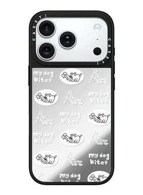 CASE联名小狗咬人贴纸适用17promax手机壳iPhone16pro苹果15plusMagSafe磁吸14p镜面C家13可爱12简约11INS风