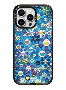 CASE联名满屏蓝色太阳花适用17promax手机壳iPhone16pro苹果15plusMagSafe磁吸14p透明C家13潮流12村上隆11